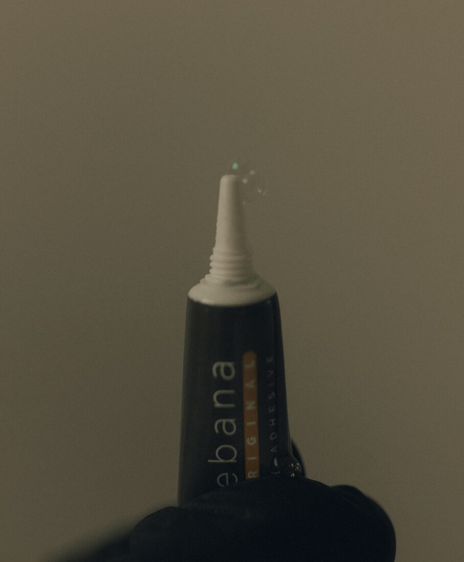 Close-up of professional-grade lash lift adhesive